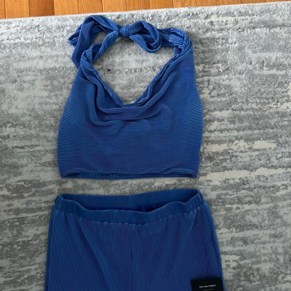 Lulu Blue Ribbed Set - Picture 2 of 6